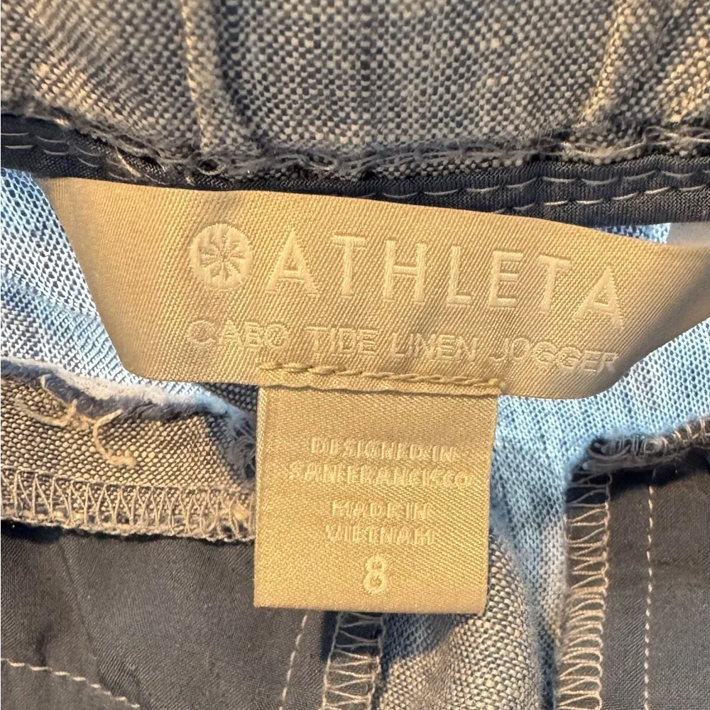 Athleta Cabo Tide Linen Jogger Pants Women’s Size 8 Blue - Picture 9 of 10